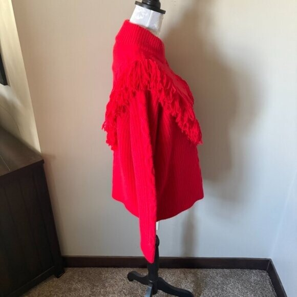 Tuckernuck Wool Sweater Red Fringe Colorful Chunky Size Medium NWT - Picture 6 of 6